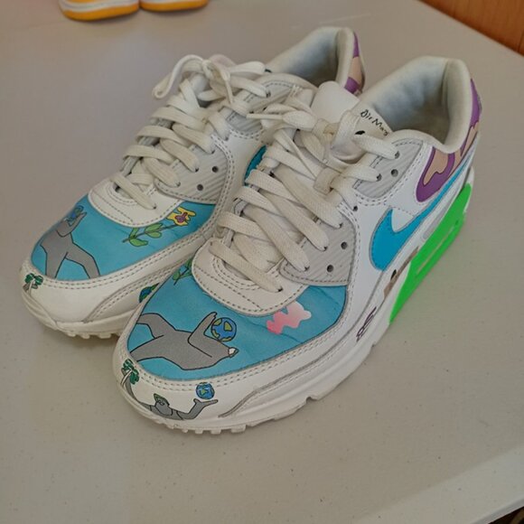 Size 10 - Ruohan Wang x Nike Air Max 90 Flyleather Multicolor - Picture 2 of 10